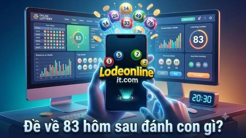 Banner thiết kế chủ đề đề về 83 với biểu đồ thống kê lô đề chuyên nghiệp và các con số may mắn cho người chơi.